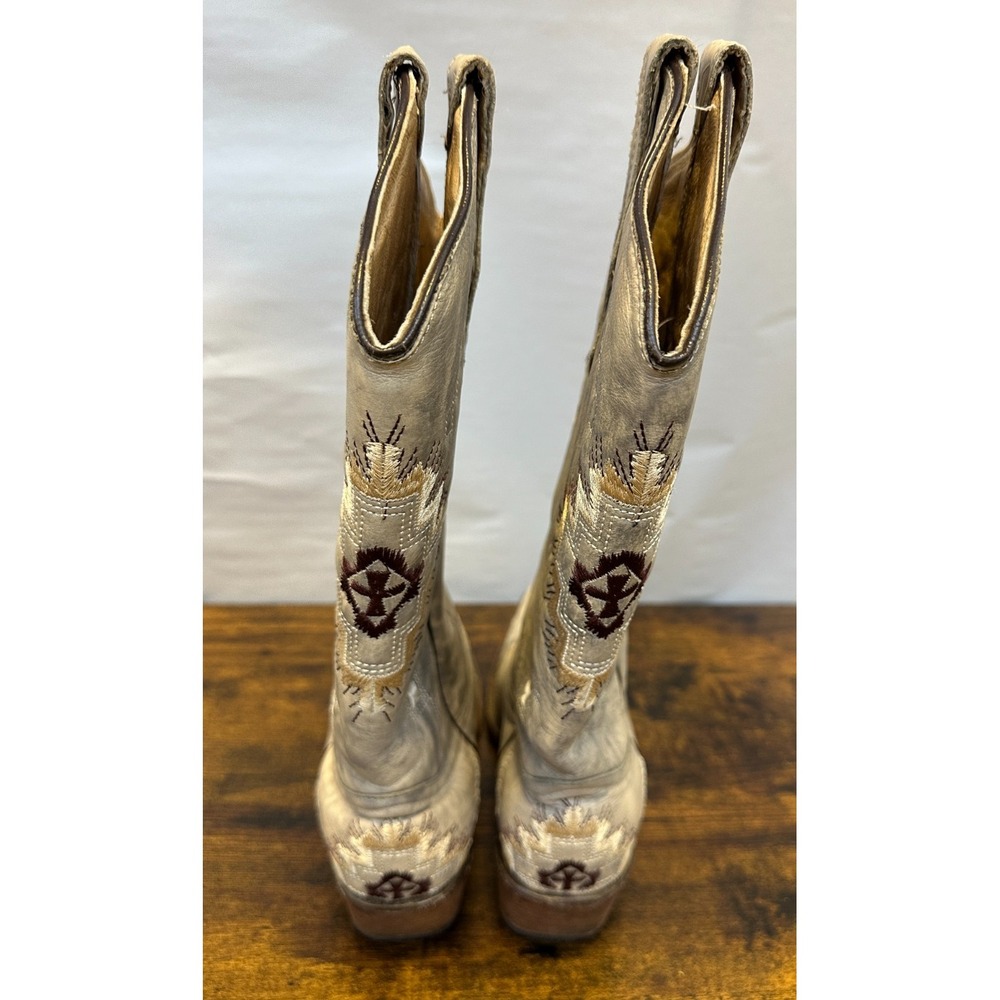 Circle G Embroidered Leather Cowboy Western Boots Distressed Women's Size 8 - Picture 15 of 16